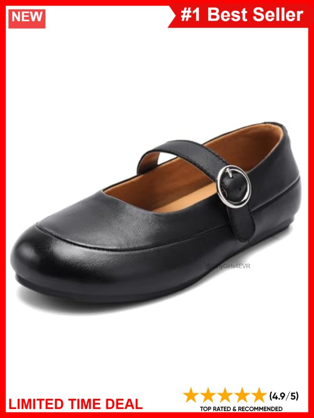Genuine Leather Mary Jane Ballet Flats